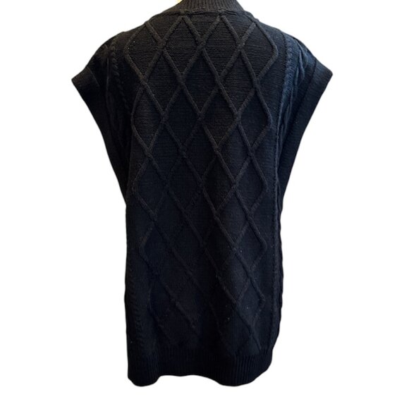 Long RDI Black Cable Knit Split Side Vest - Picture 5 of 7